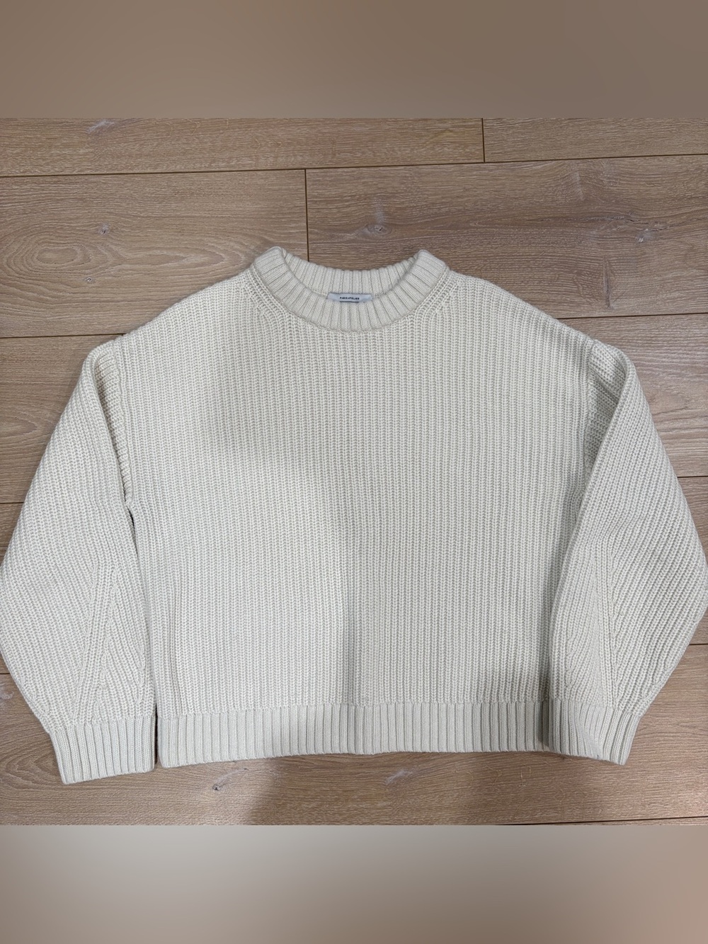 & Other Stories Cotton Wool Blend Knit Crewneck Sweater Cream M